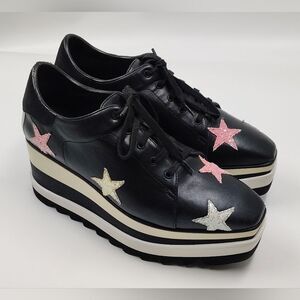 Stella McCartney Leather Elyse Star Platform Trainers Sneakers Sz 38